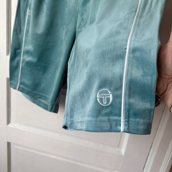 Sergio Tacchini Men's Shorts 2XL Velour Athletic Sovana Aquamarine NWT Tennis - Picture 7 of 14